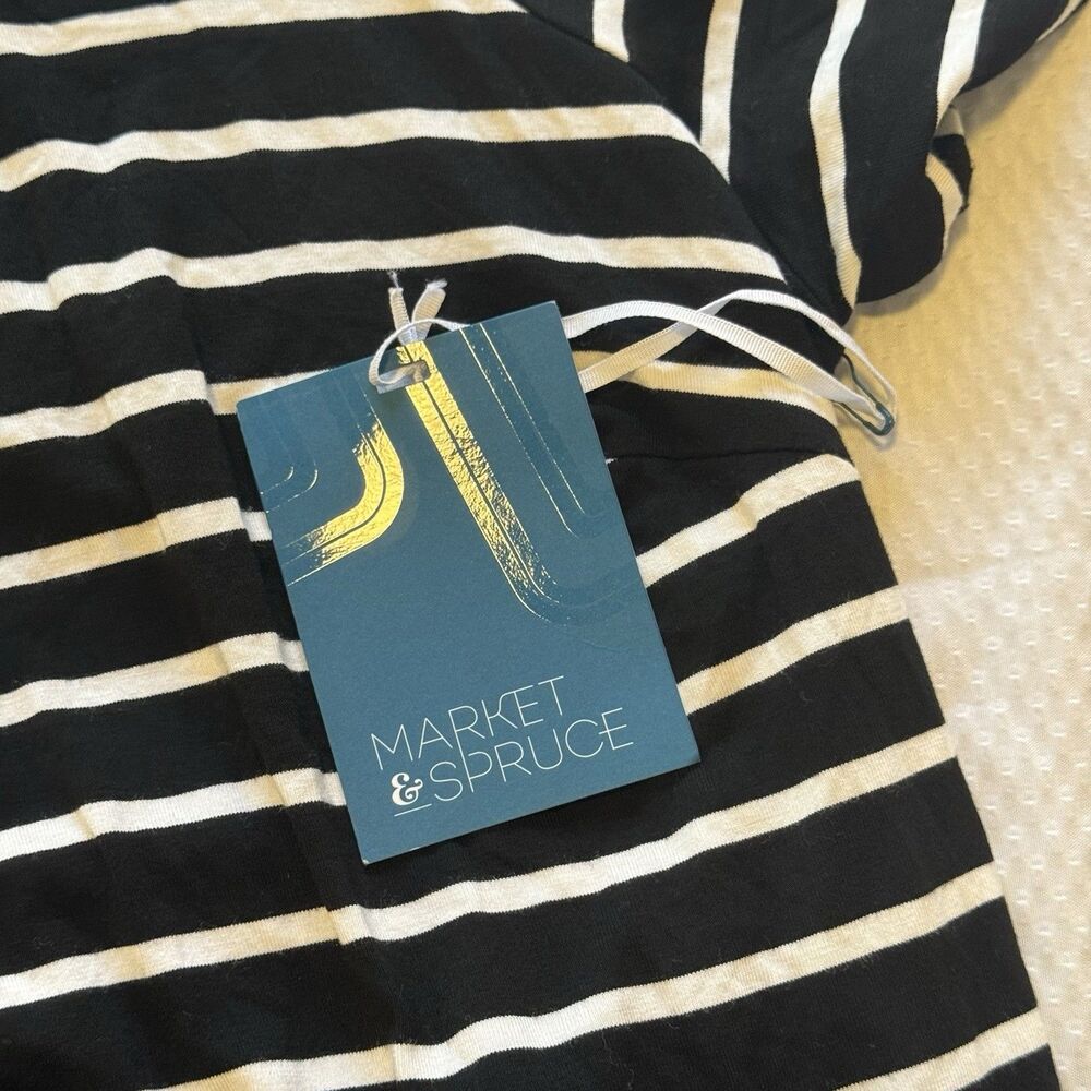 NWT Market & Spruce Stitch Fix Black & White Striped Knit Midi Dress 1X - Picture 7 of 8